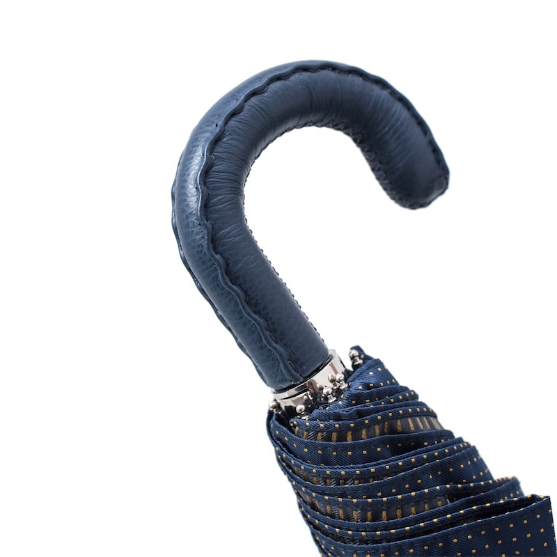 Зонт мужской складной темно-синий с кожаной ручкой Pasotti 64 PTO CN4 N36