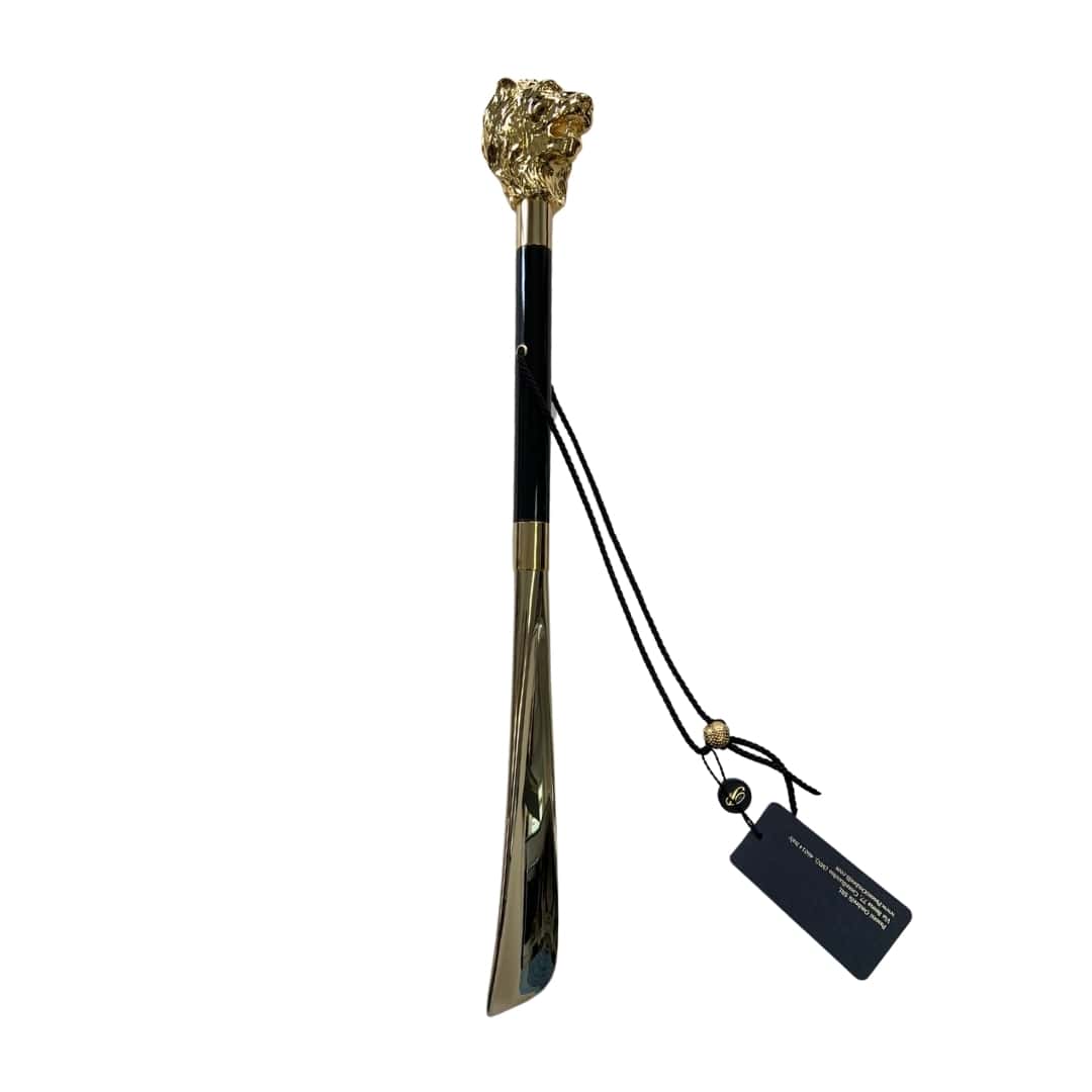 Ложка для взуття Золотий лев з чорним стрижнем Pasotti CS W37bl