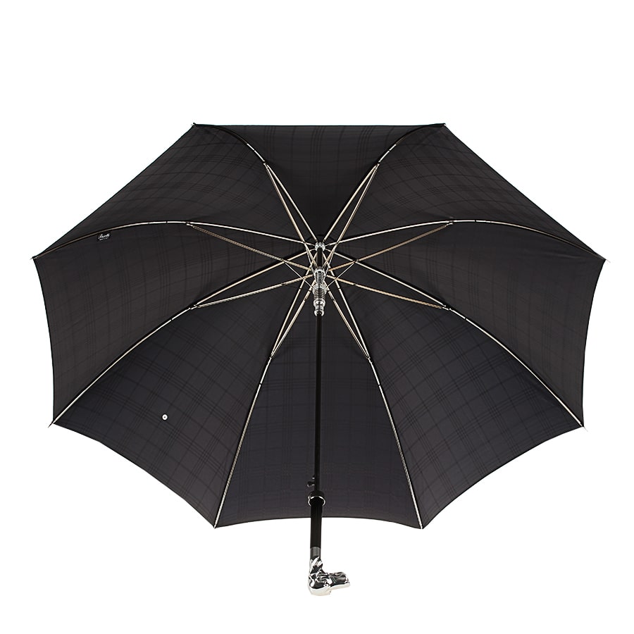 Umbrella cane men's black with handle Silver Dog Pasotti 478-6434/19-1