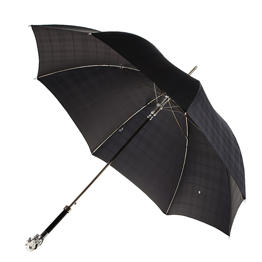 Umbrella cane men's black with handle Silver Dog Pasotti 478-6434/19-1