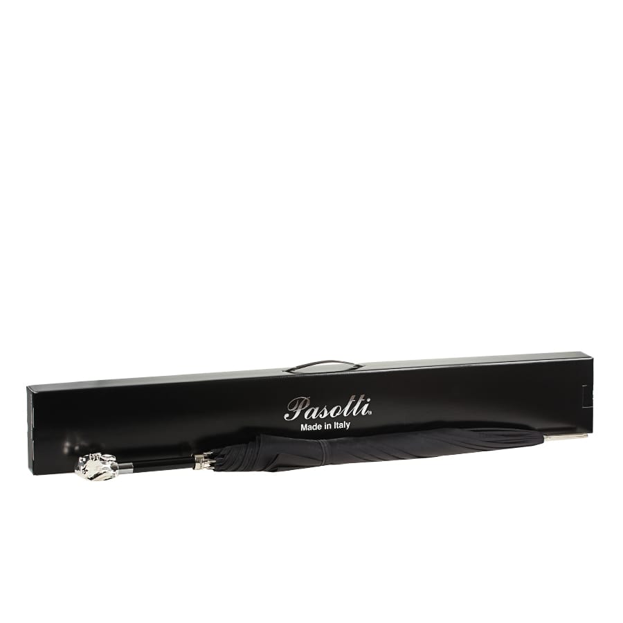 Umbrella cane men's black with handle Silver Dog Pasotti 478-6434/19-1