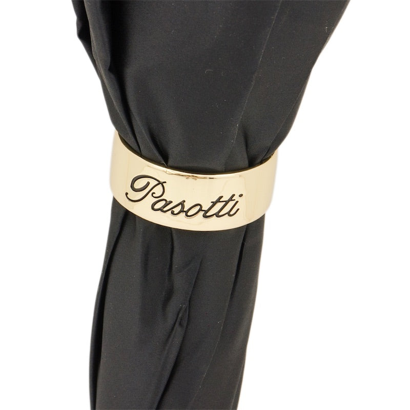 Elegant black and white polka dot umbrella with Poodle handle by Pasotti