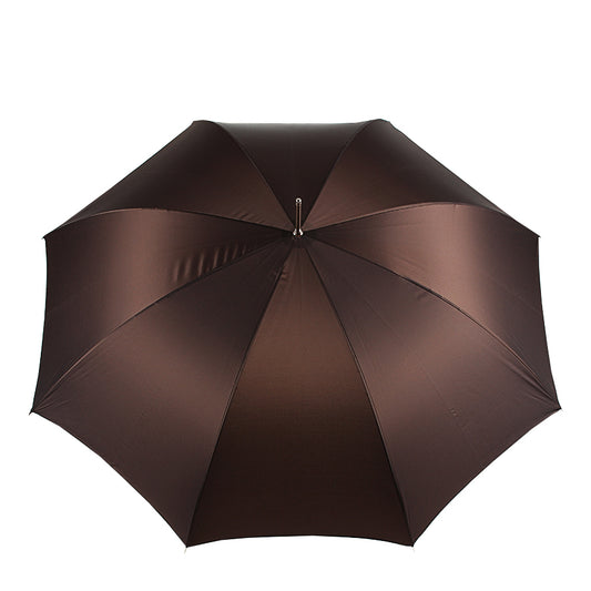 Pasotti Men's Brown Cane Umbrella with Hand-Stitched Leather Handle — 478-OXFORD-17-2