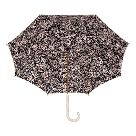 Pasotti Women’s Ivory Cane Umbrella with Paisley Lining