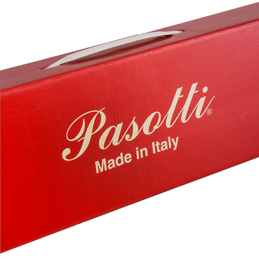 Red box with 'Pasotti Made in Italy' text on a white background