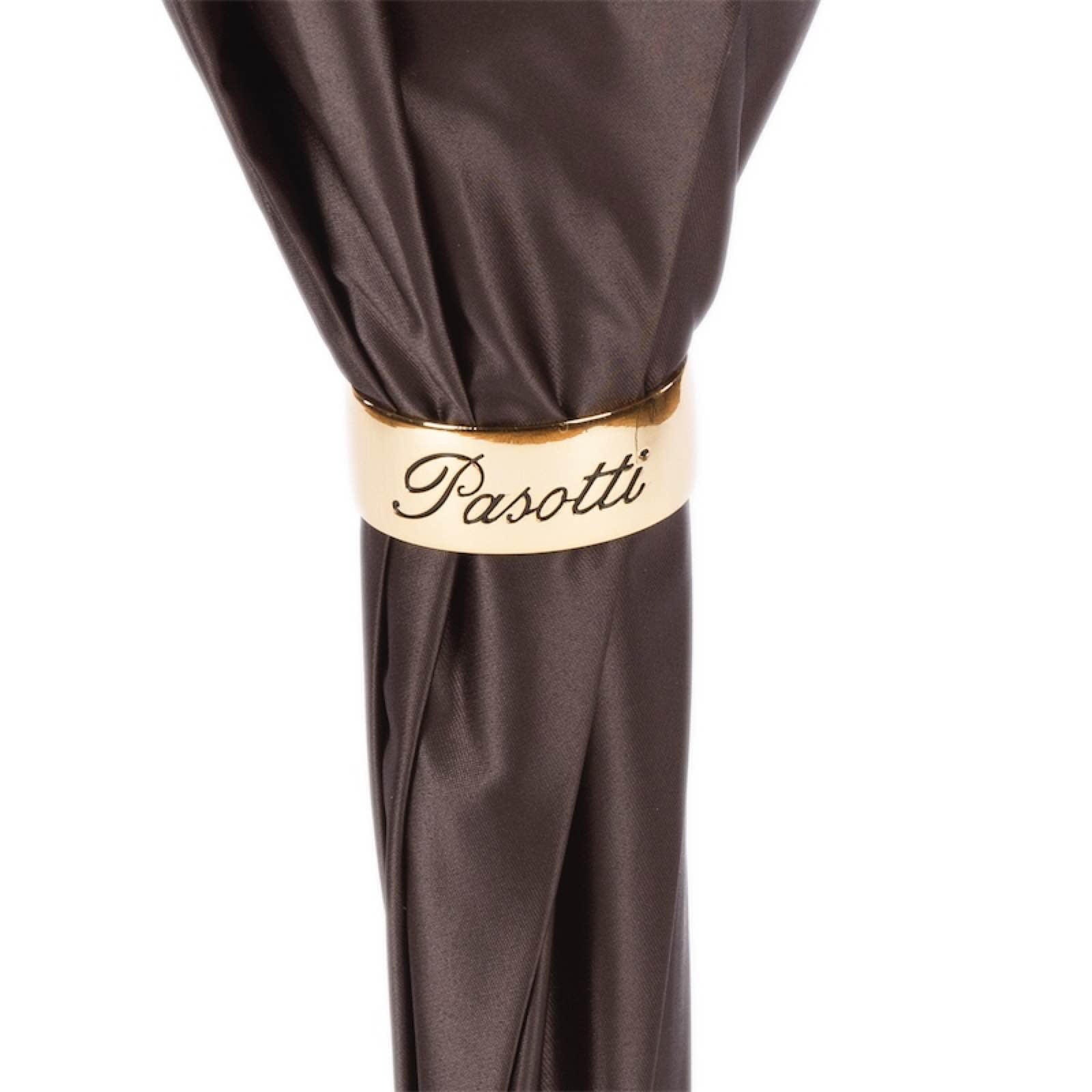 Vintage Pasotti women's cane umbrella with roses when closed is secured with a gold ring - 1