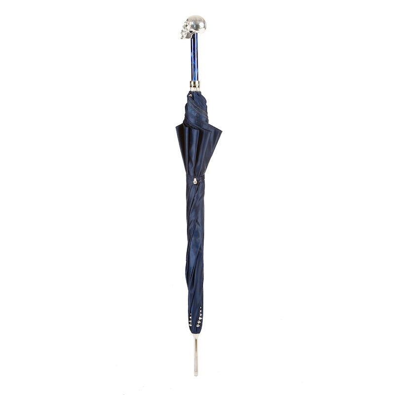 Spectacular men's blue Pasotti umbrella with spikes and skull handle - 3