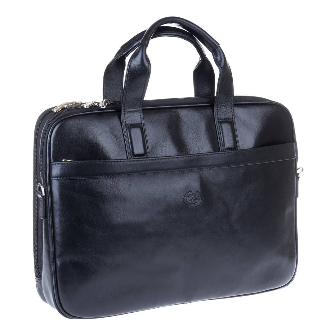 Black leather laptop bag Tony Perotti Italico 7044-40 nero - photo 2