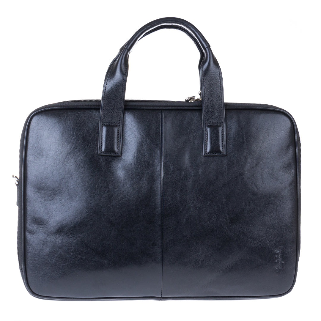 Black leather laptop bag Tony Perotti Italico 7044-40 nero - photo 3