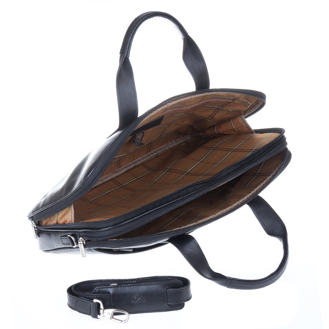 Black leather laptop bag Tony Perotti Italico 7044-40 nero - photo 7