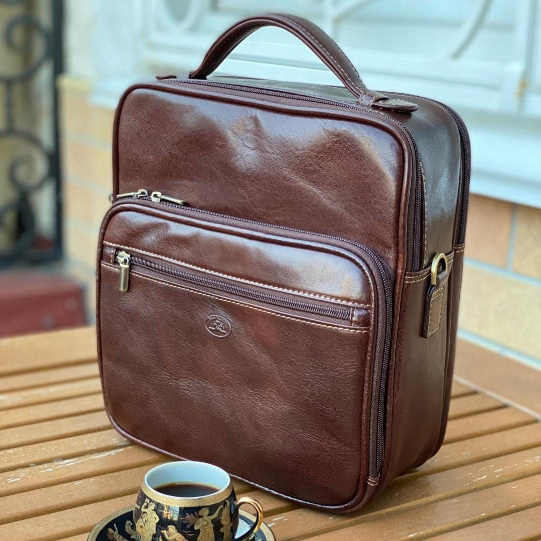 Bag men's leather brown Tony Perotti Italico 7058 moro