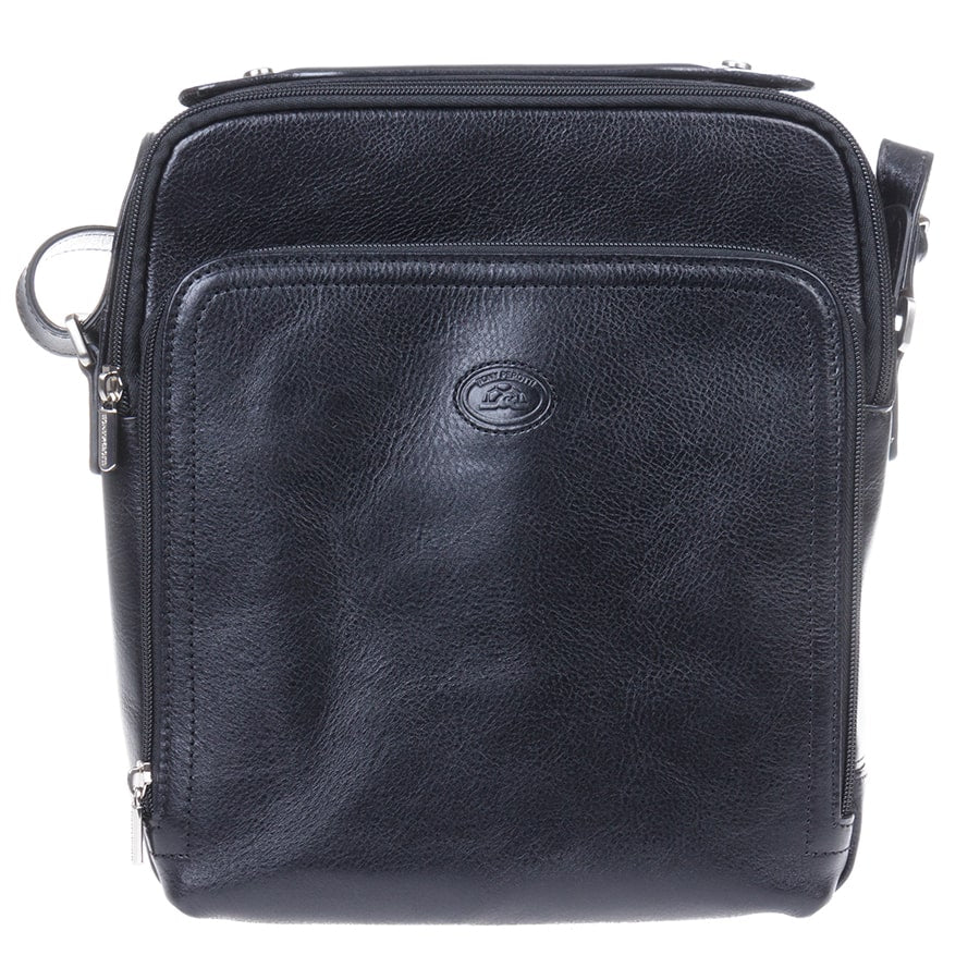 Чорна шкіряна чоловіча сумка через плече Tony Perotti Italico 9188-22 nero