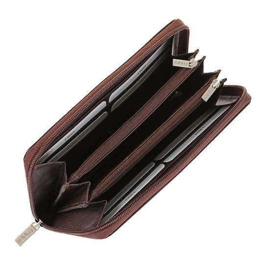 Tony Perotti Women’s Dark Brown Leather Zip-Around Wallet — Cortina 5059 Moro