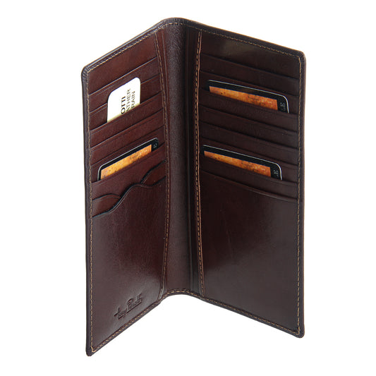 Tony Perotti Men’s Dark Brown Leather Vertical Wallet — Italico 1437 moro