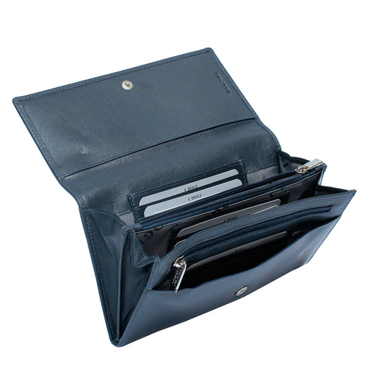 Tony Perotti Women's Navy Leather Flap Wallet — Cortina 5048 Navy