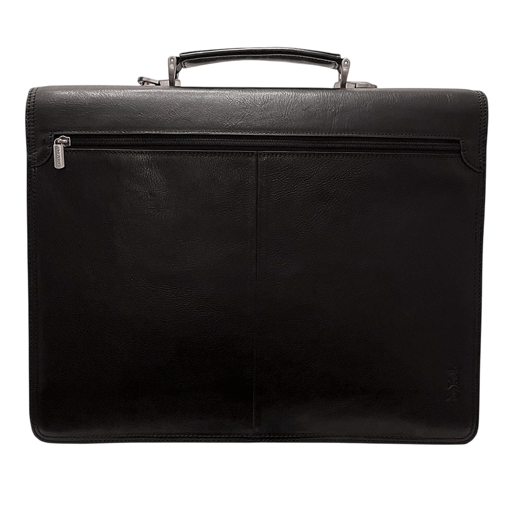 Briefcase leather black Tony Perotti Italico 8013 nero