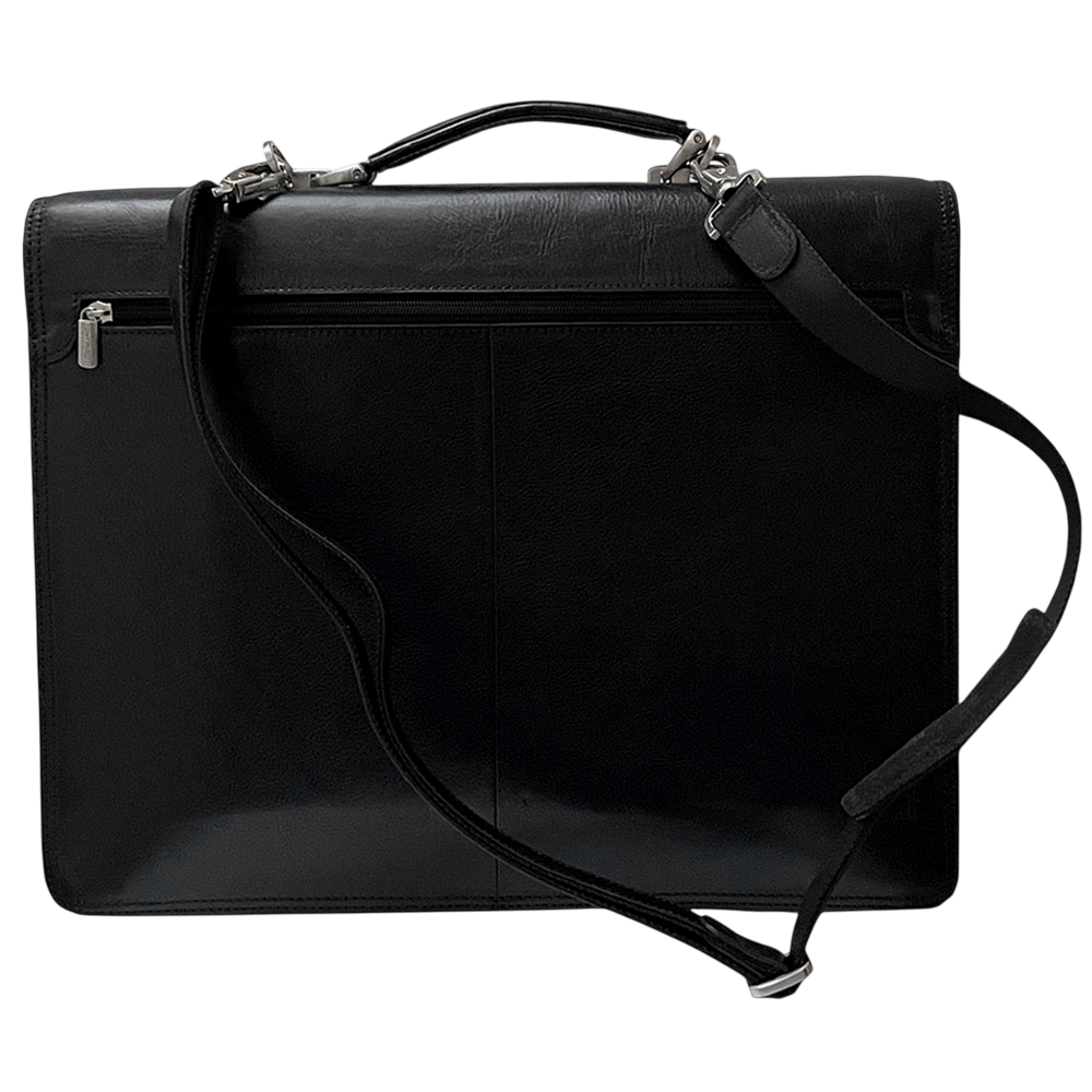 Briefcase leather black Tony Perotti Italico 8013 nero