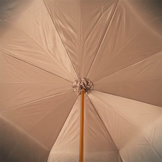 Inner grey-beige gradient canopy of the Pasotti umbrella
