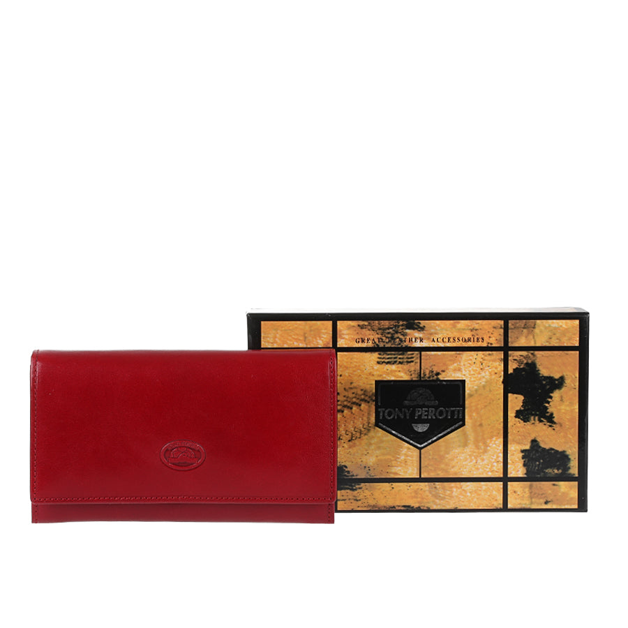 Tony Perotti Women’s Red Leather Flap Wallet — Italico 1073 Rosso