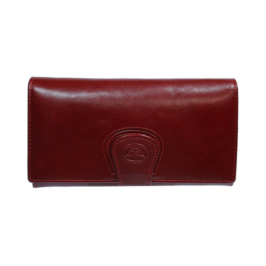 Tony Perotti Women’s Red Leather Wallet with Kiss-Lock Coin Purse — Accademia 1526 Rosso front view