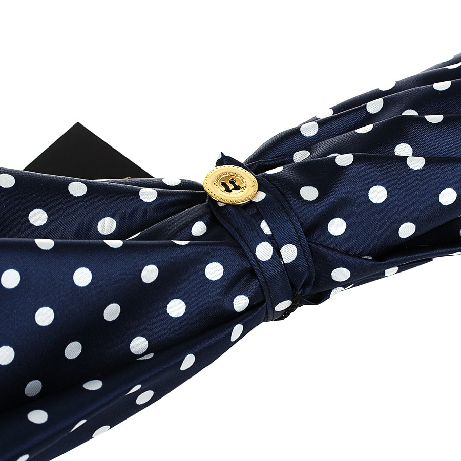 Blue Pasotti women's polka dot umbrella in closed state - img 2