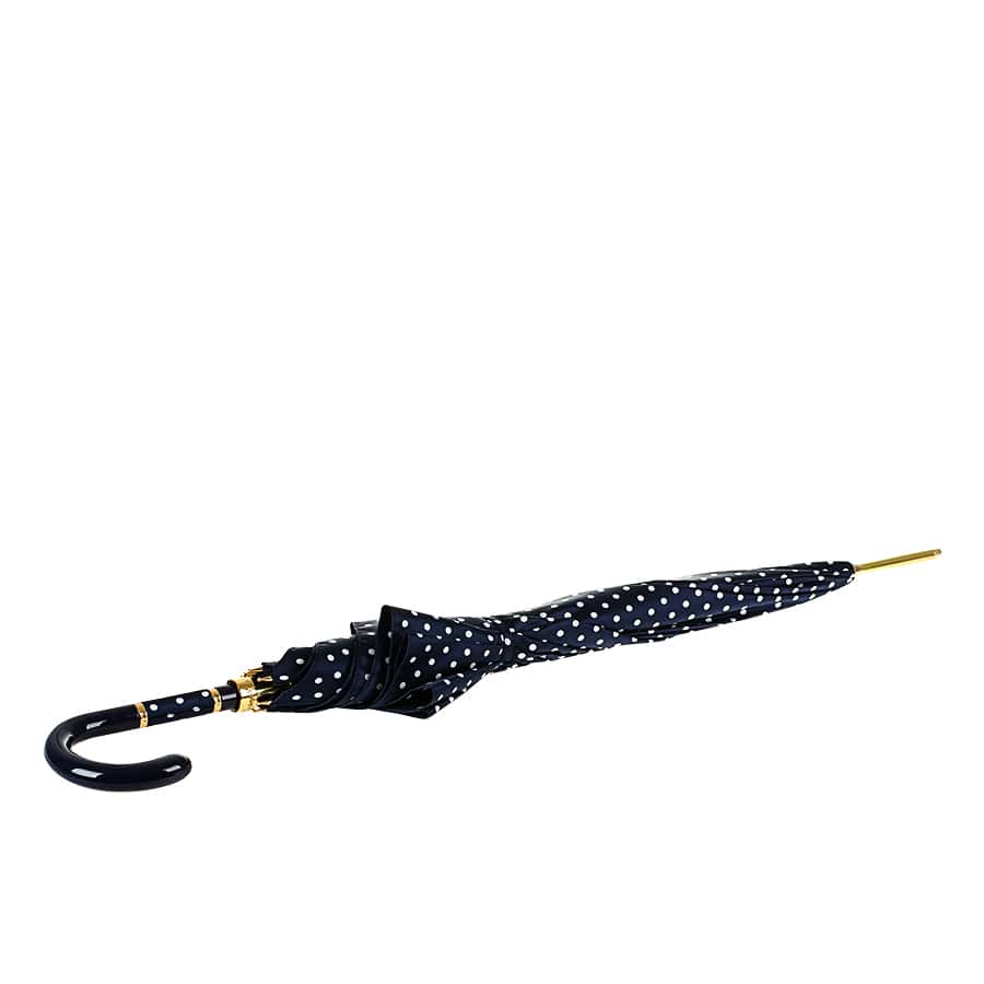 Blue Pasotti women's polka dot umbrella in closed state
