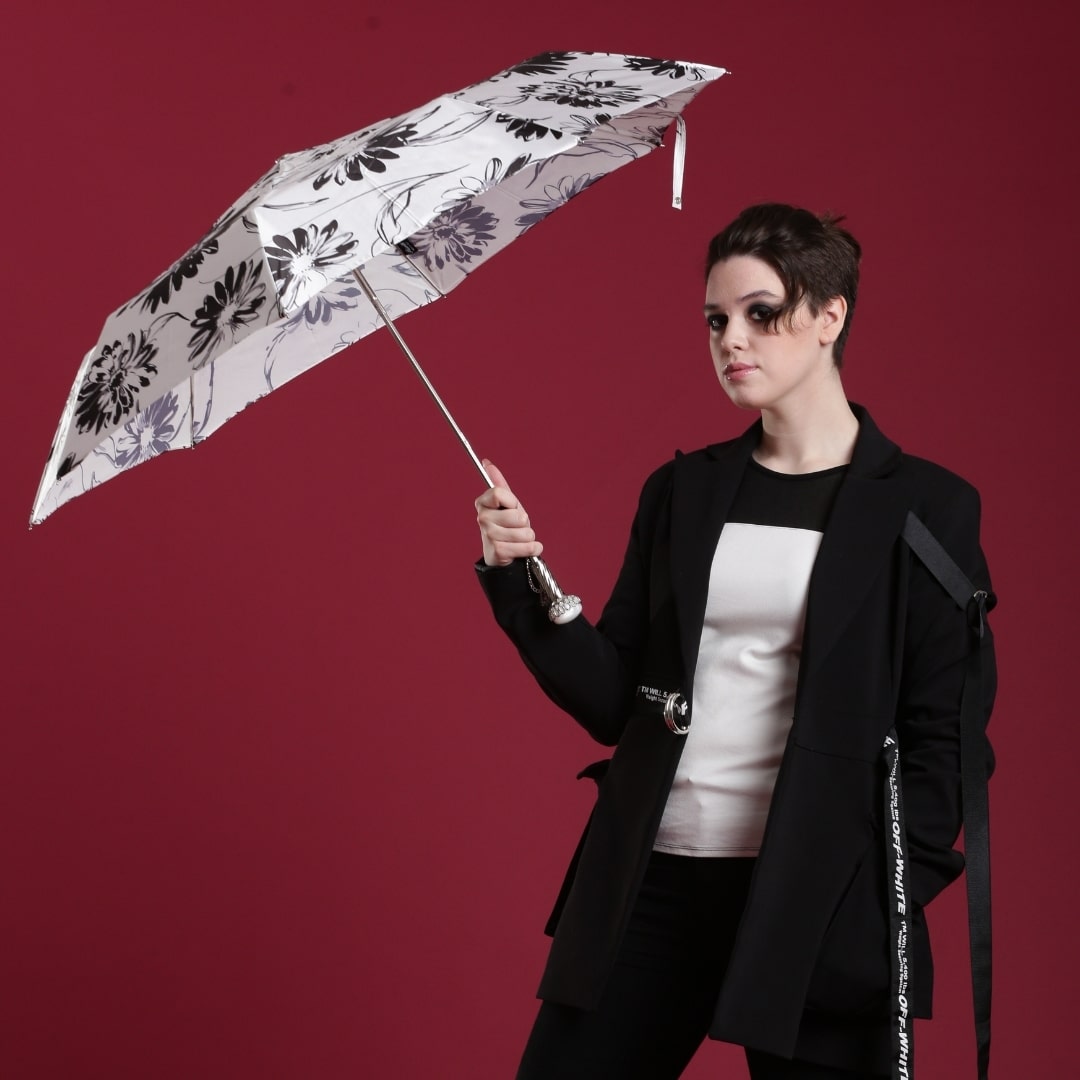 Umbrella women's white with floral print Pasotti 257 56799-1 A29