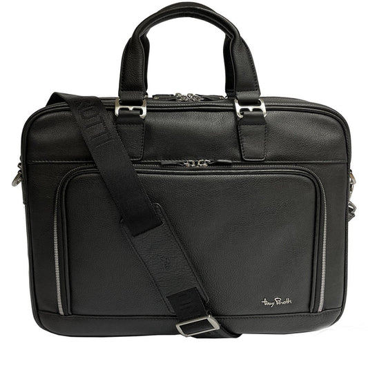 Портфель для ноутбука шкіряний чорний Tony Perotti Contatto 8976 nero