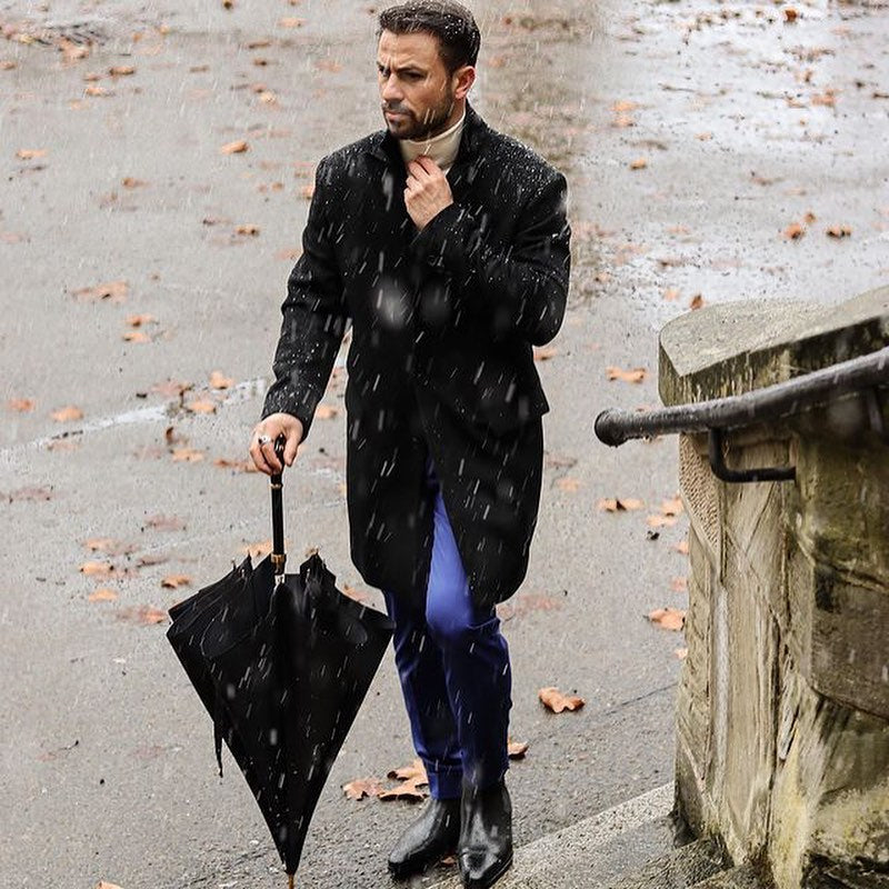 Umbrella cane men's black with panther handle Pasotti 479 6768-1 K1