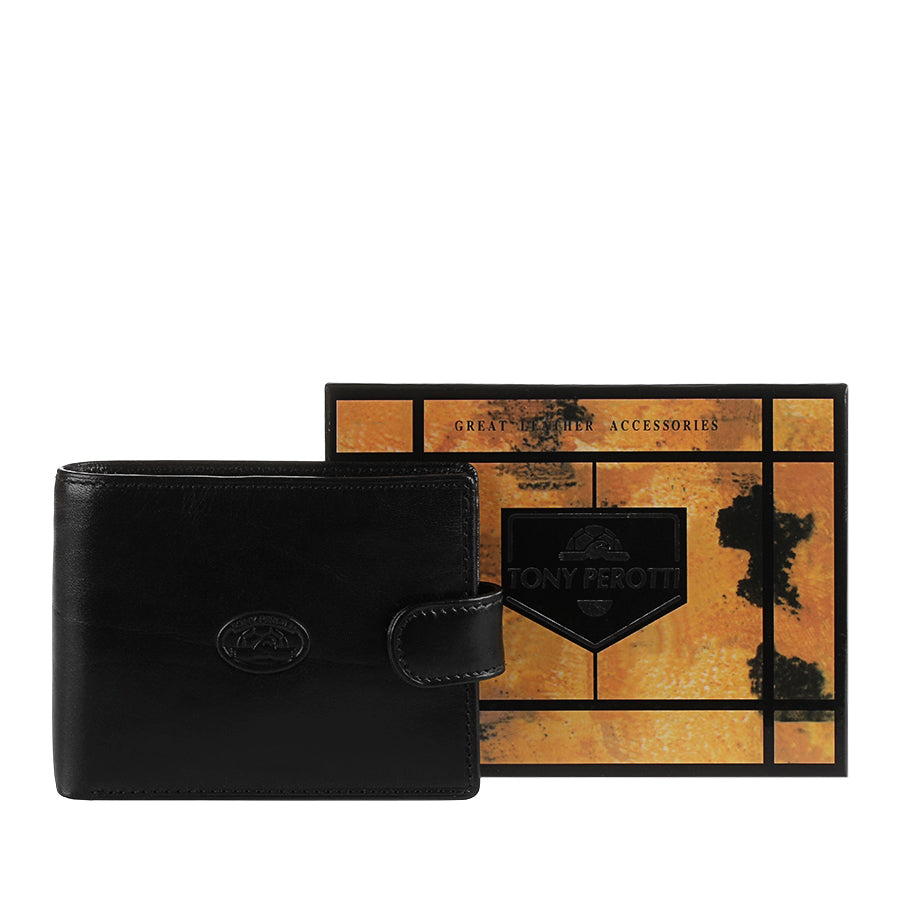 Black leather bifold wallet handcrafted in Italy — Tony Perotti Italico 2117