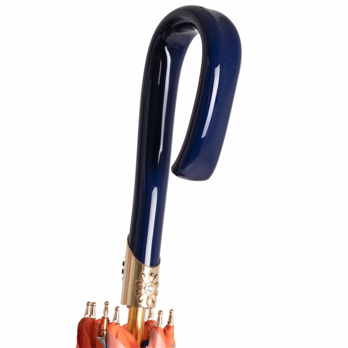 Umbrella cane women's orange with floral print Pasotti 189 VA936-1 F38