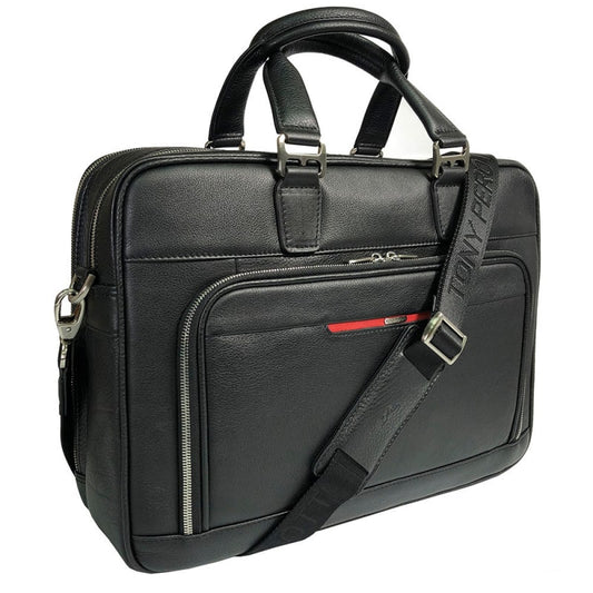 Портфель чоловічий шкіряний чорний Tony Perotti Inserto 8976 nero