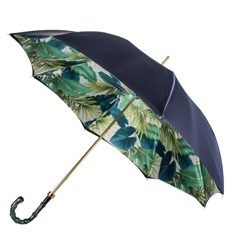 floral print patio umbrella Pasotti Women's Navy Blue Cane Umbrella with Floral Print — 189-5Z066/2 • Mr. Wallet