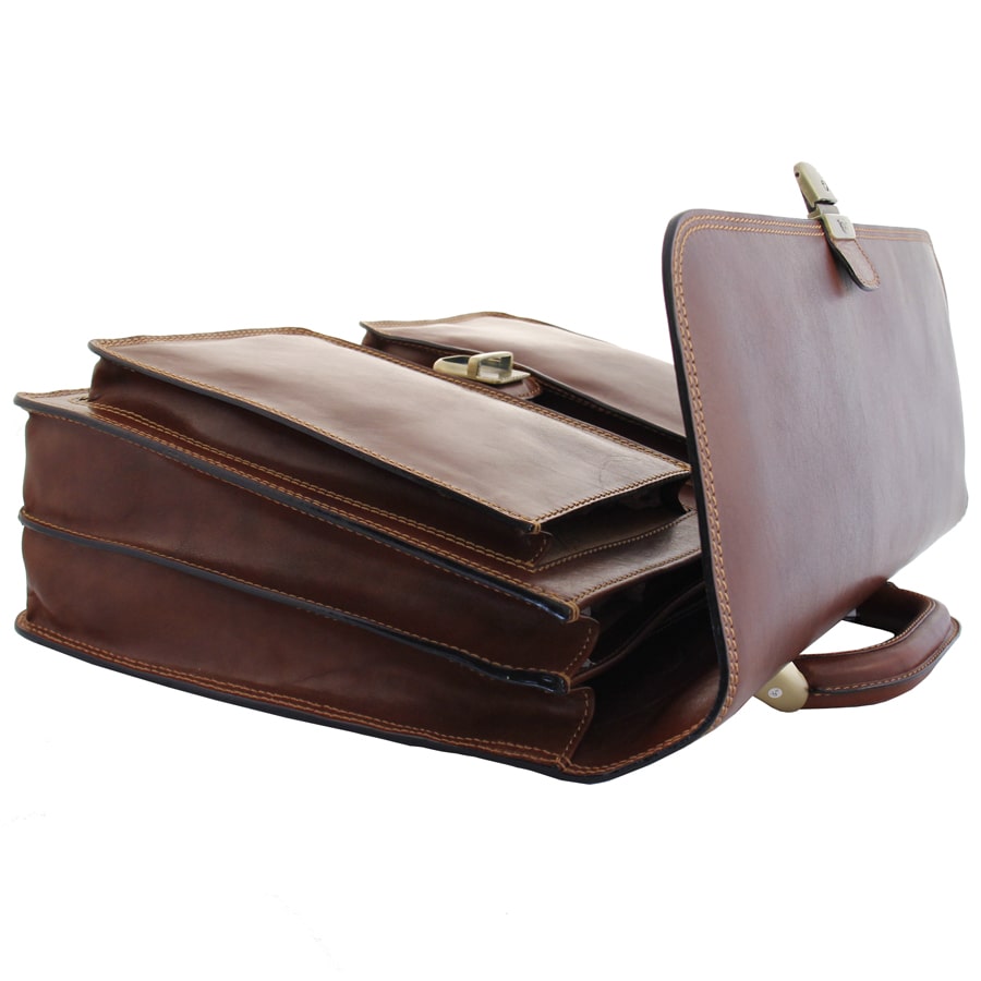 Aktetas heren leer bruin Tony Perotti Italico 8013 cognac