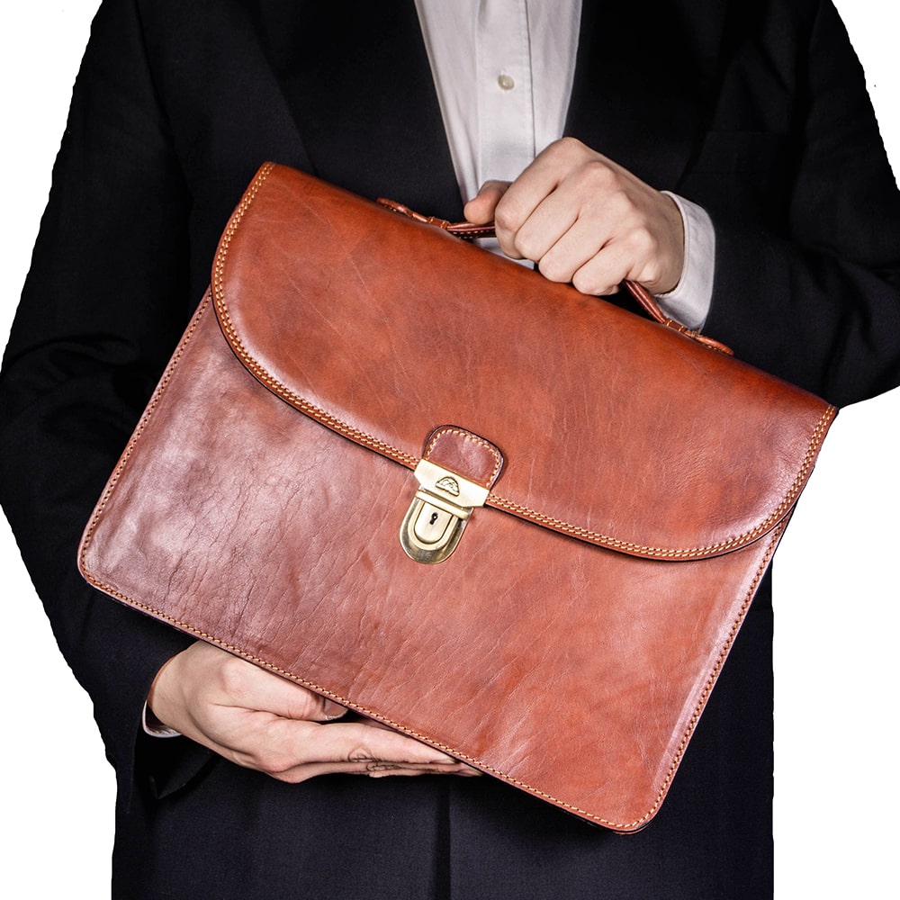 Aktetas heren leer bruin Tony Perotti Italico 8091 cognac