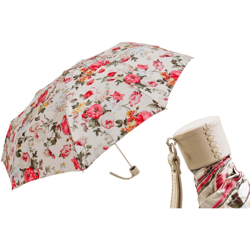 Umbrella women's white with floral print Pasotti 257 52693-69 P