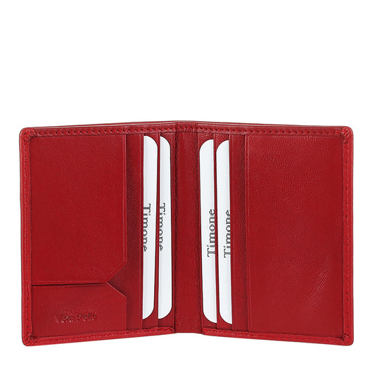 Open Tony Perotti Timone intrecciato 12045 rosso wallet with vertical card slots and Vera Pelle pocket