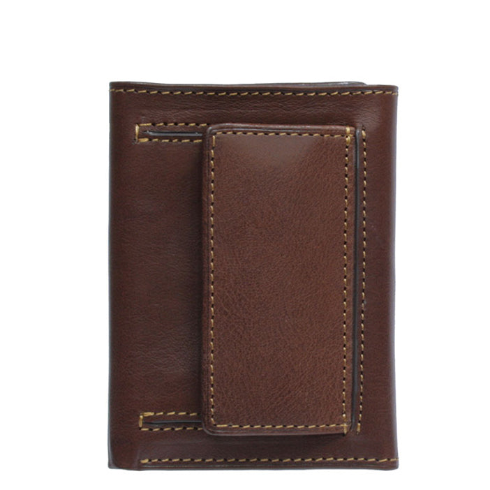 Back of the Tony Perotti Nevada 3811+RFID moro dark brown leather wallet with a snap-flap coin pocket