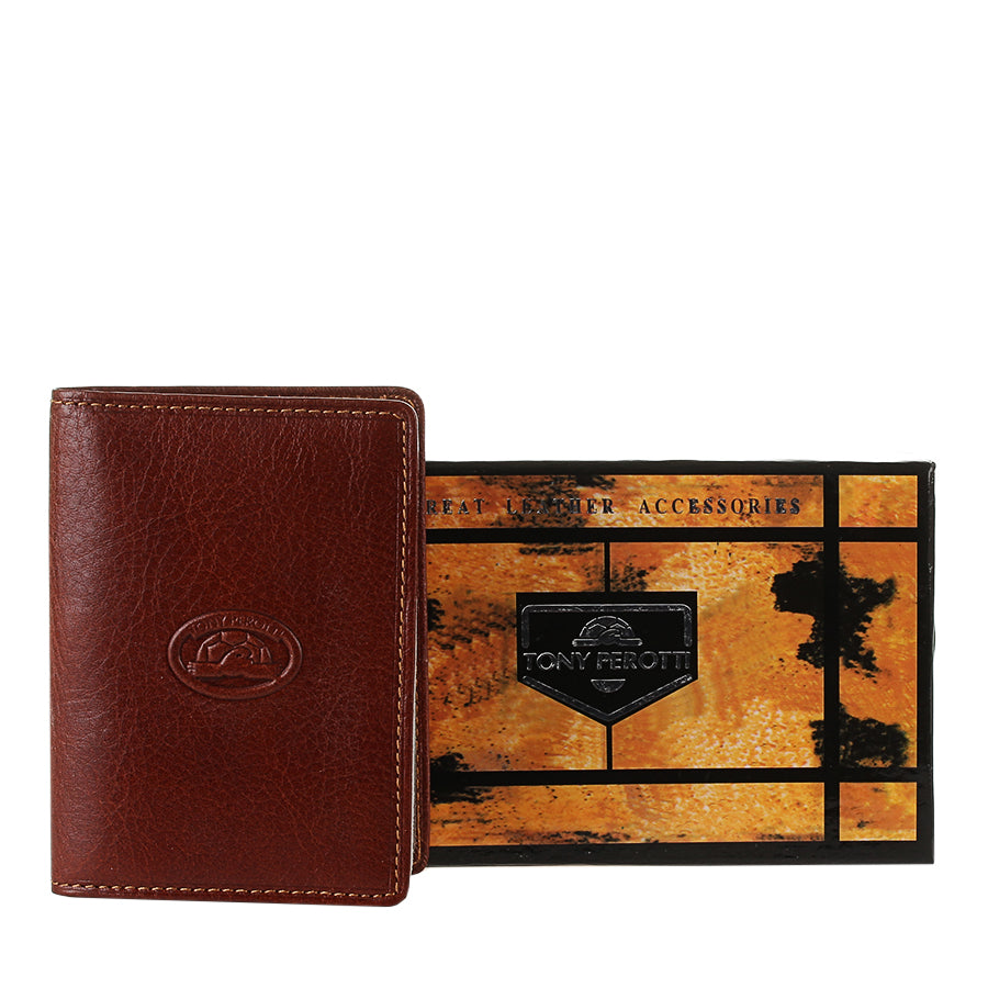 Cognac leather business card holder, handcrafted in Italy — Tony Perotti Italico 1007 cognac