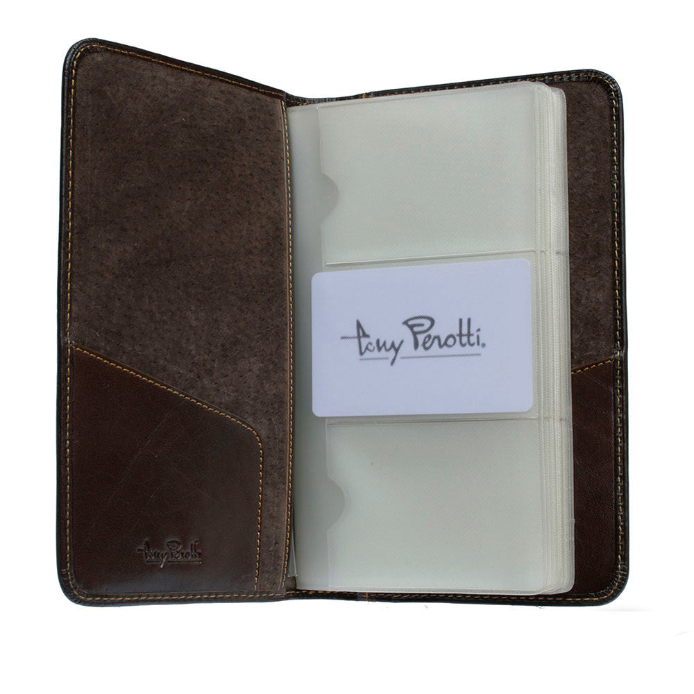 Tony Perotti Scrittoio 1308 moro — opened, showing the removable clear inserts and the velour lining
