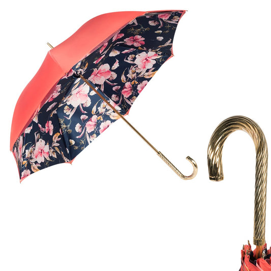 Beautiful women's coral Pasotti Magnolia Spring Umbrella - img 1