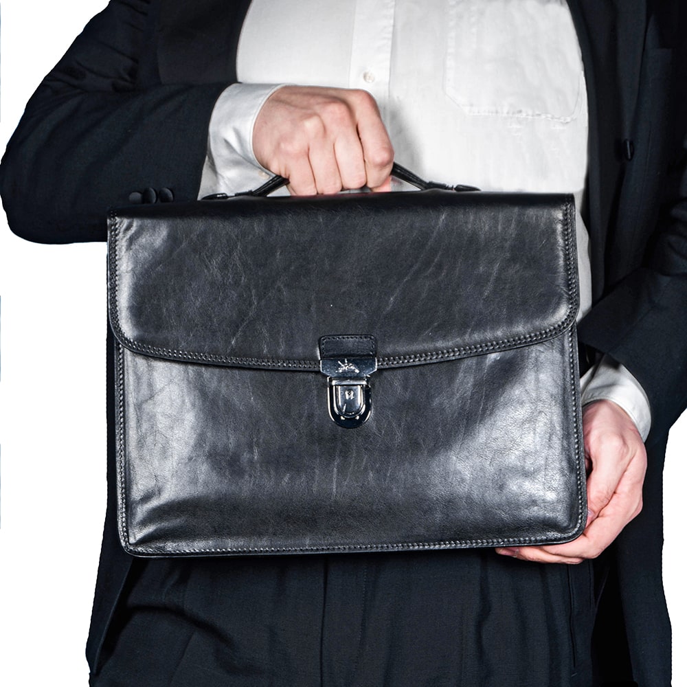 Aktetas heren leer zwart Tony Perotti Italico 8091 nero