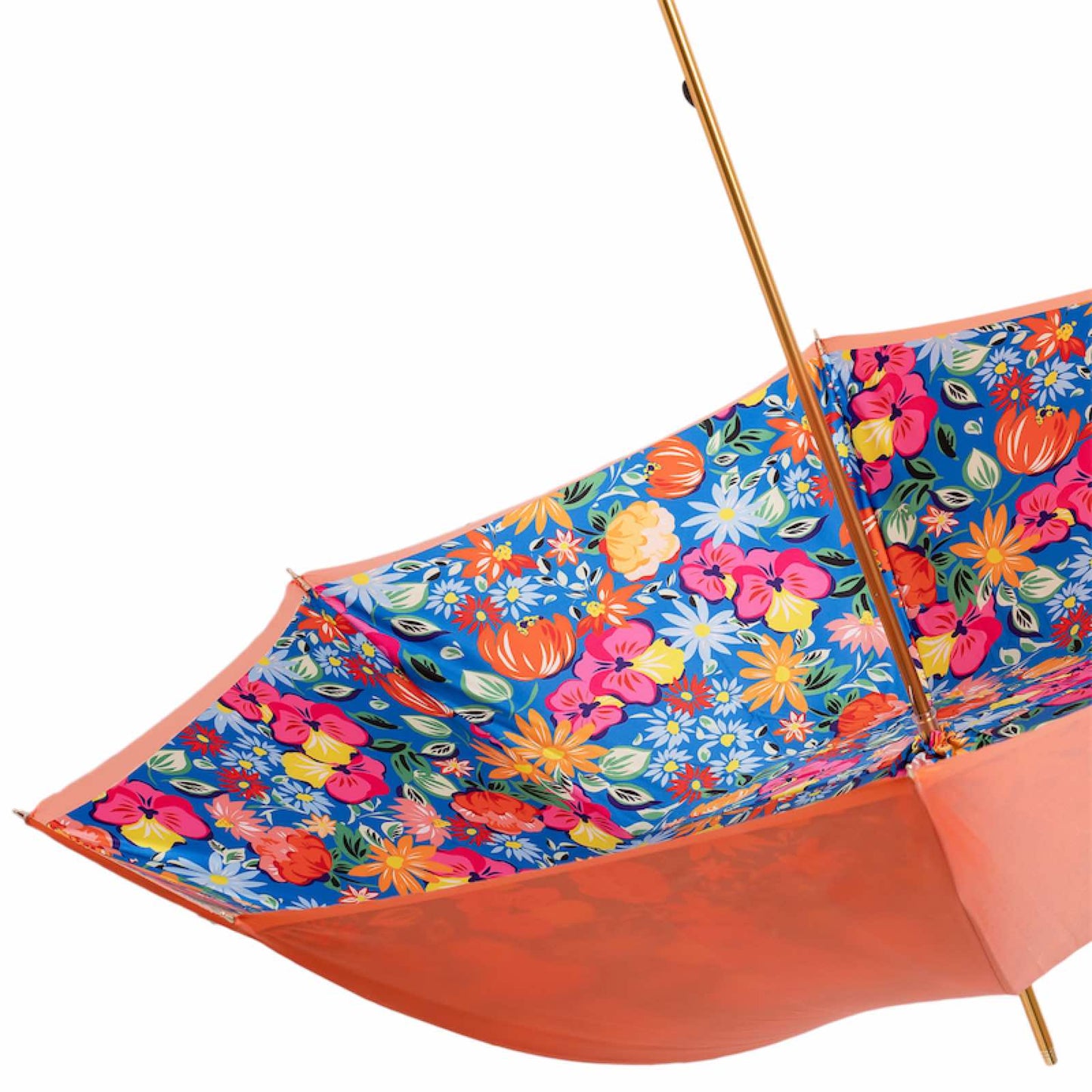 Umbrella cane women's orange with floral print Pasotti 189 VA936-1 F38