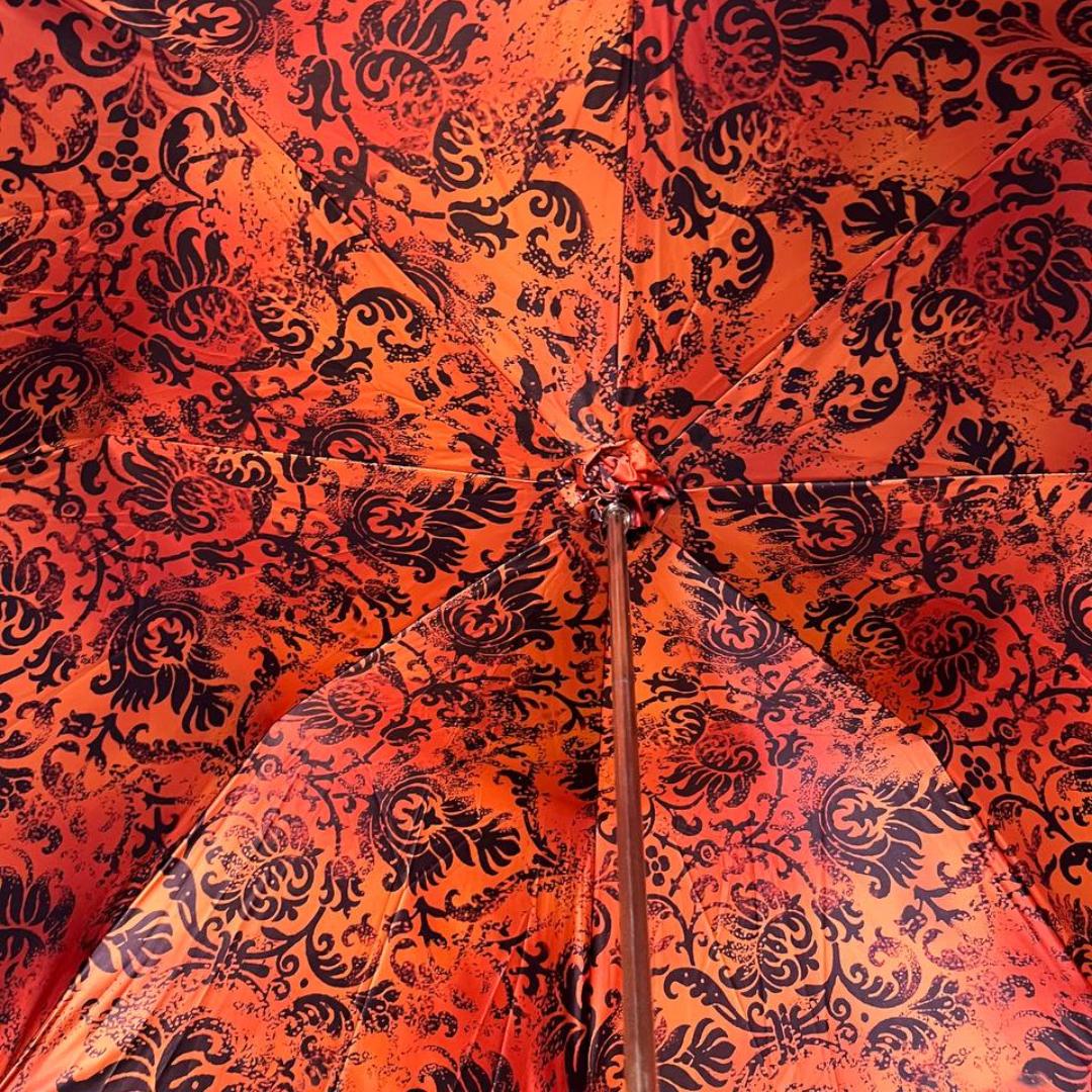 Червоно-чорна жіноча парасоля-тростина Pasotti з ручкою Скорпіон