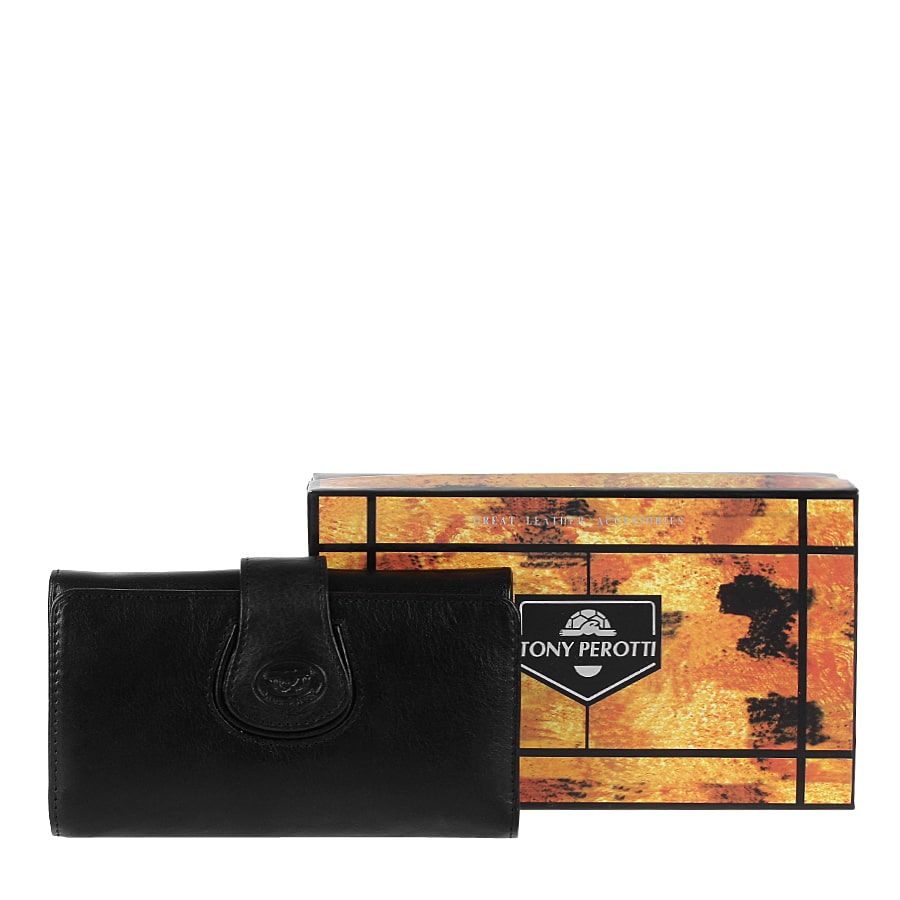Portemonnee dames leer zwart Tony Perotti Accademia 1122 nero