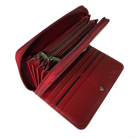 Tony Perotti Women’s Red Leather Zip-Around Wallet — New Rainbow 1192 rosso