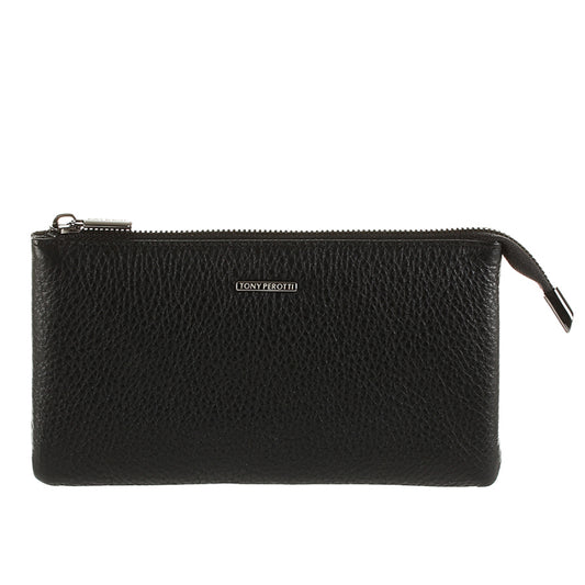 Black leather clutch bag Tony Perotti New Contatto 2651 nero
