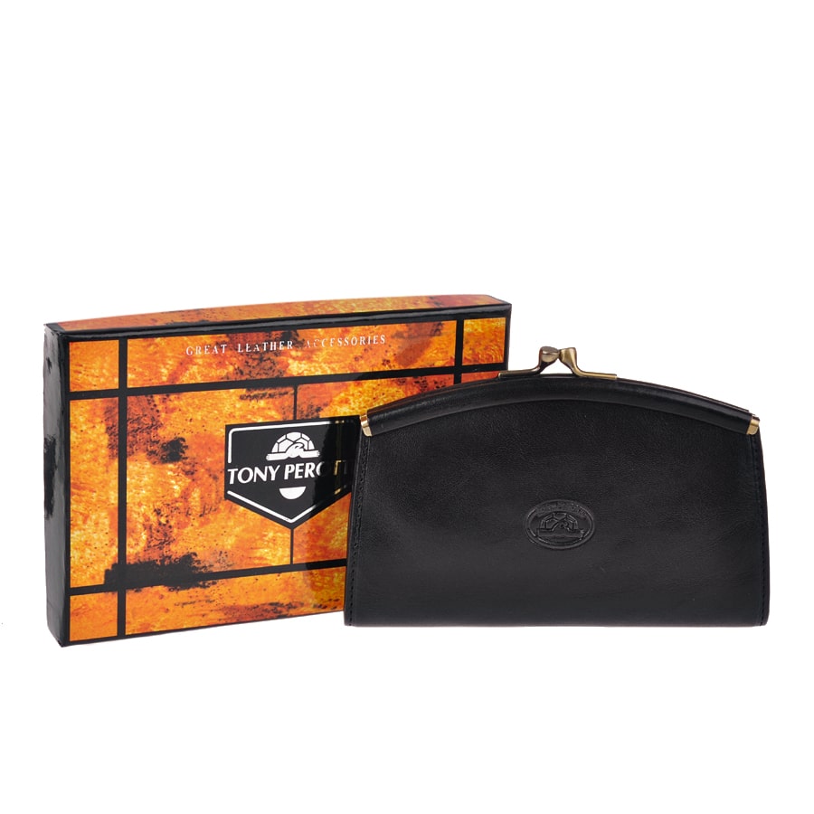 Women's leather wallet black Tony Perotti Italico 356L nero near box