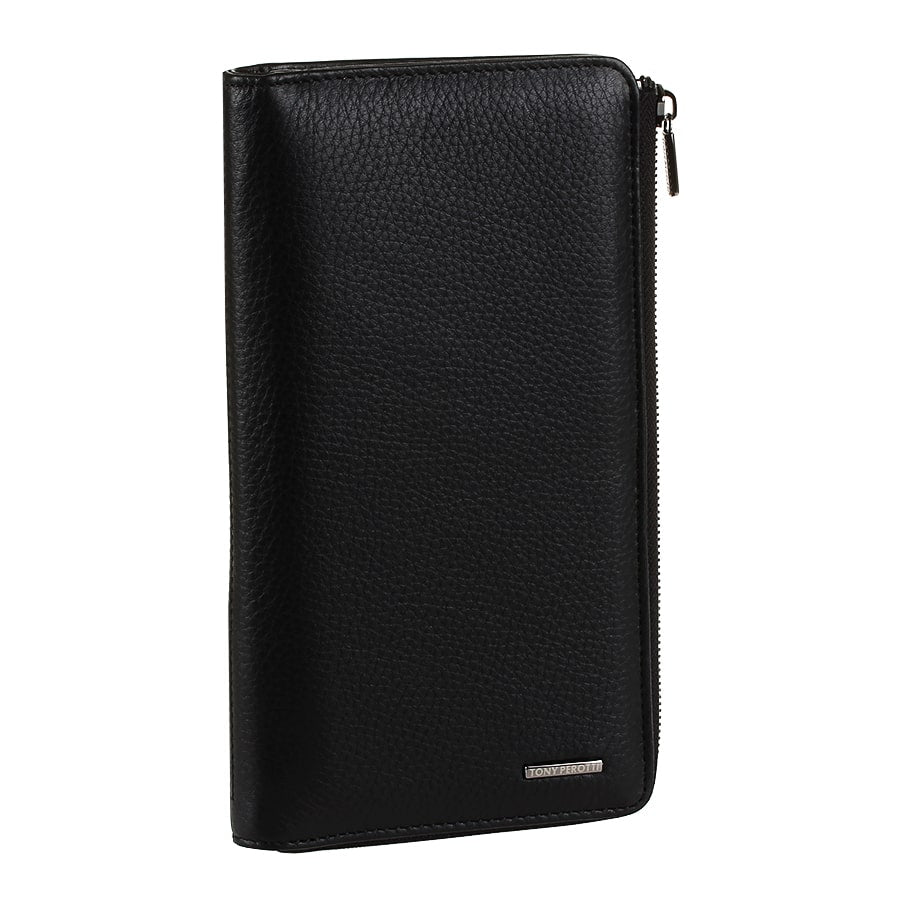 Гаманець чоловічий чорний шкіряний на блискавці Tony Perotti New Contatto 2598 nero