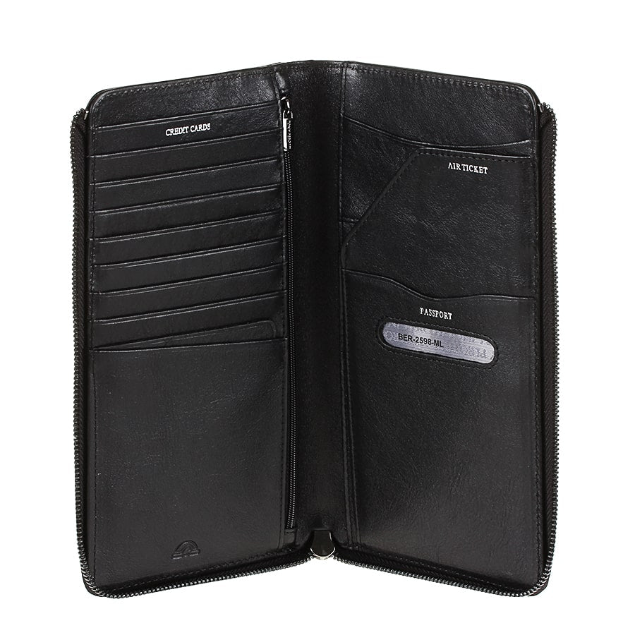 Гаманець чоловічий чорний шкіряний на блискавці Tony Perotti New Contatto 2598 nero